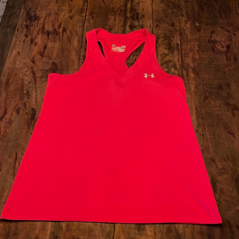 UA Under Armour Racer Back Red Tank Large V Neck Sports Top Large UART2